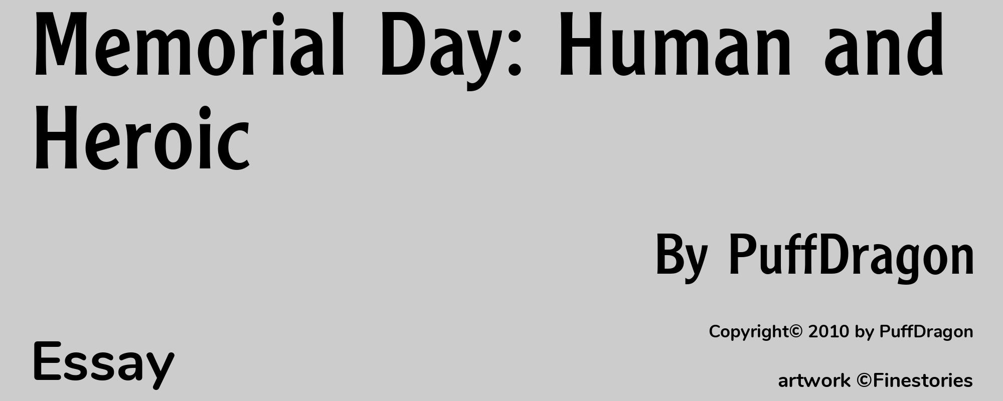 Memorial Day: Human and Heroic - Cover