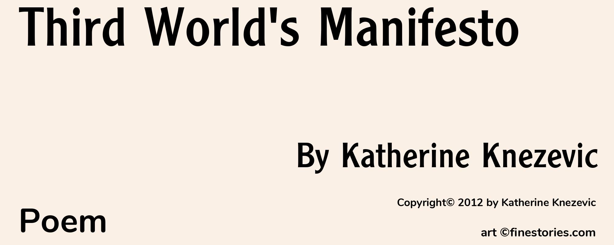 Third World's Manifesto - Cover