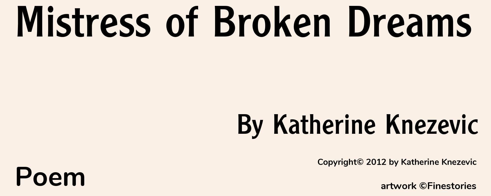Mistress of Broken Dreams - Cover