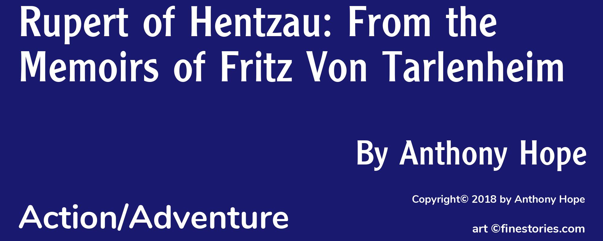Rupert of Hentzau: From the Memoirs of Fritz Von Tarlenheim - Cover