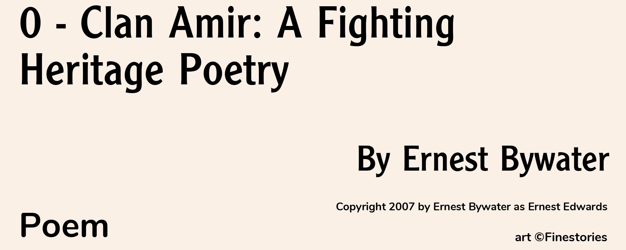 0 - Clan Amir: A Fighting Heritage Poetry - Cover