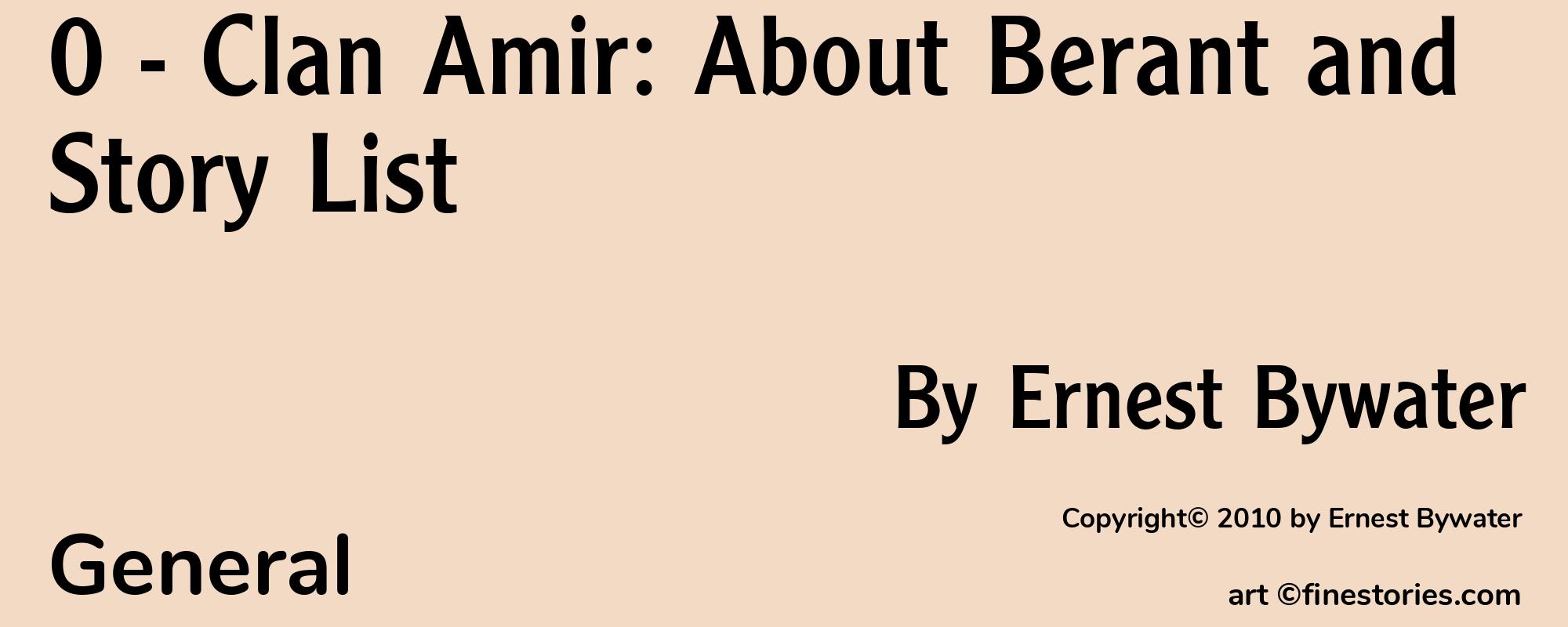 0 - Clan Amir: About Berant and Story List - Cover