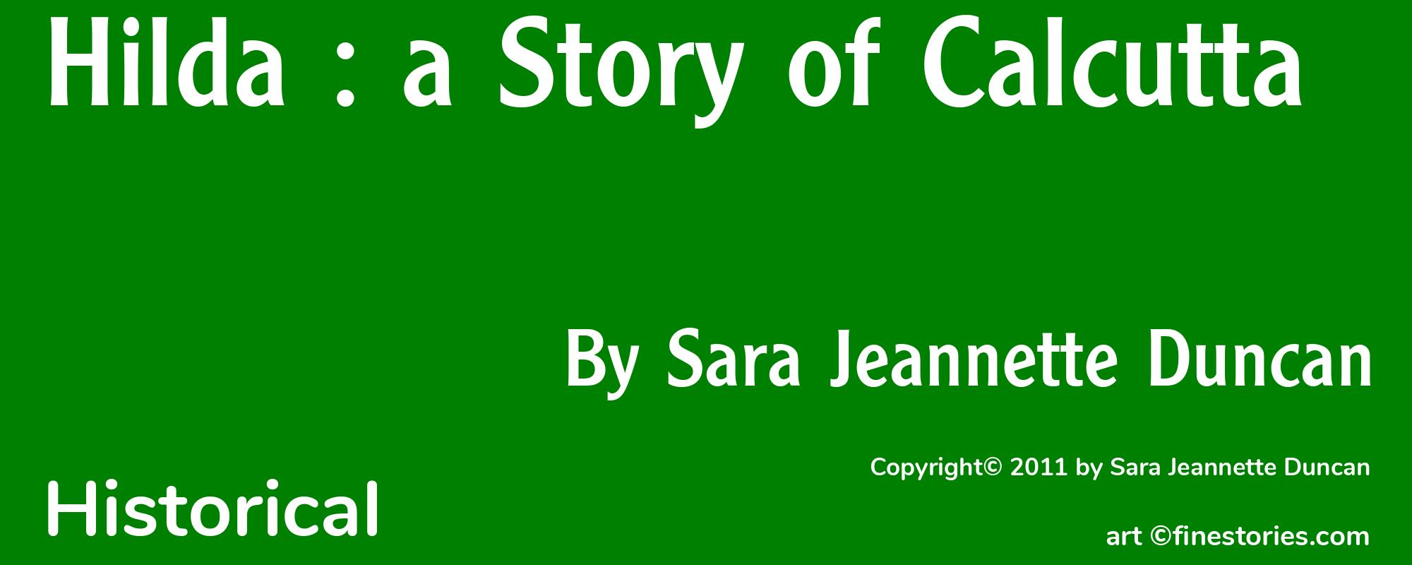 Hilda : a Story of Calcutta - Cover